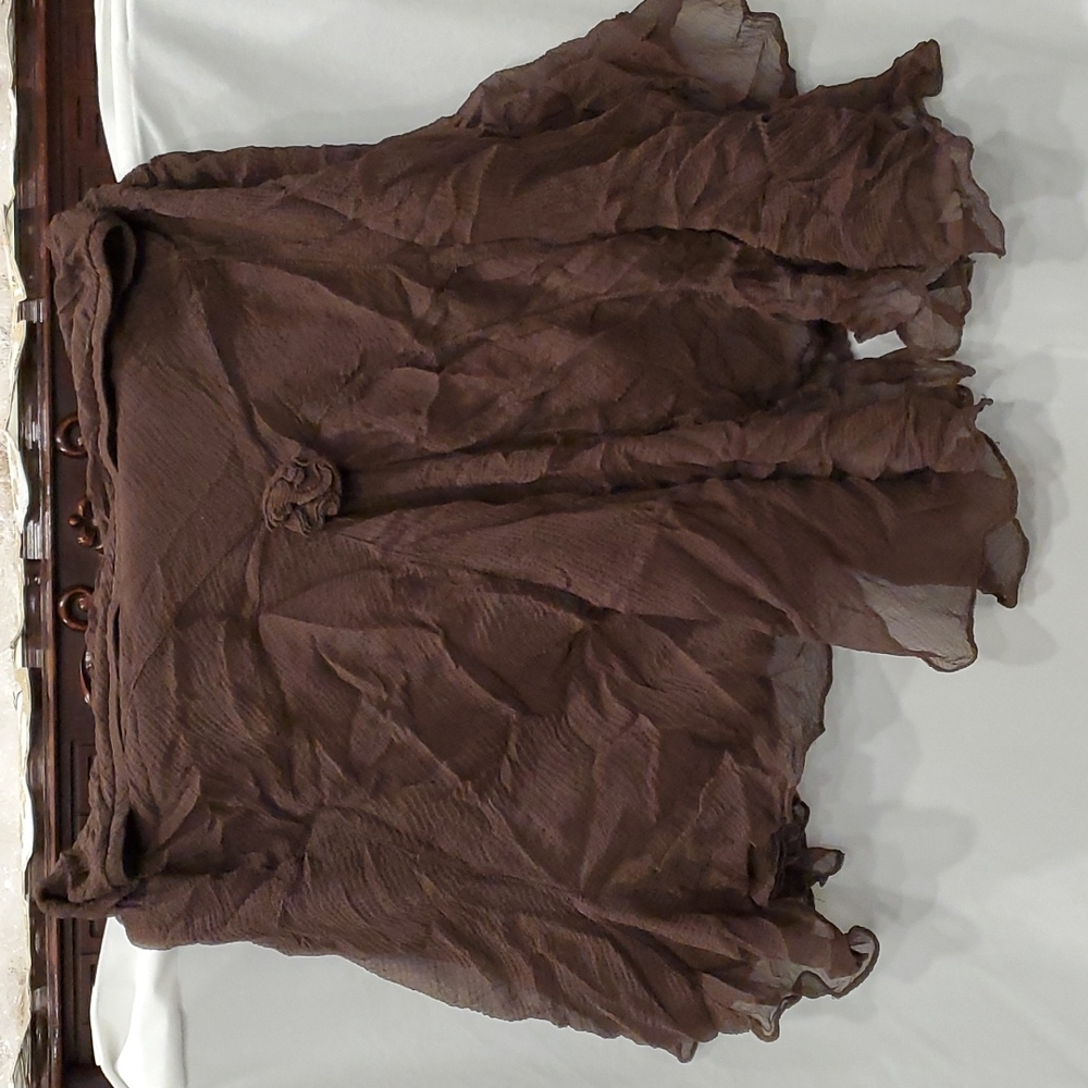 Brown Crepe Multi Layer/Level Midi Skirt - image 1